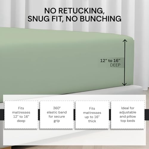 100% Egyptian Cotton Fitted Sheet Only, 800 Thread Count Cotton, Twin XL Sage gallery