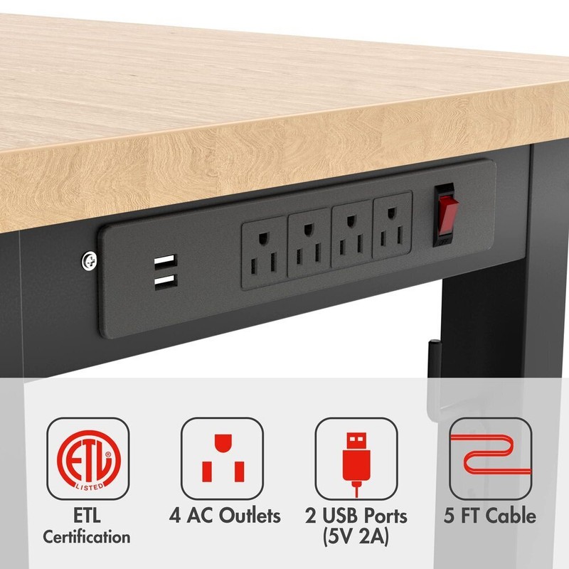 WORKPRO 48-in Heavy-Duty Adjustable Workbench Rubber Wood Top Hardwood Worktable gallery