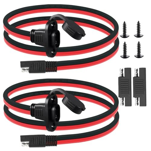 2 Pack 10AWG SAE Power Socket Sidewall Port to SAE Connecters Extension Cable gallery