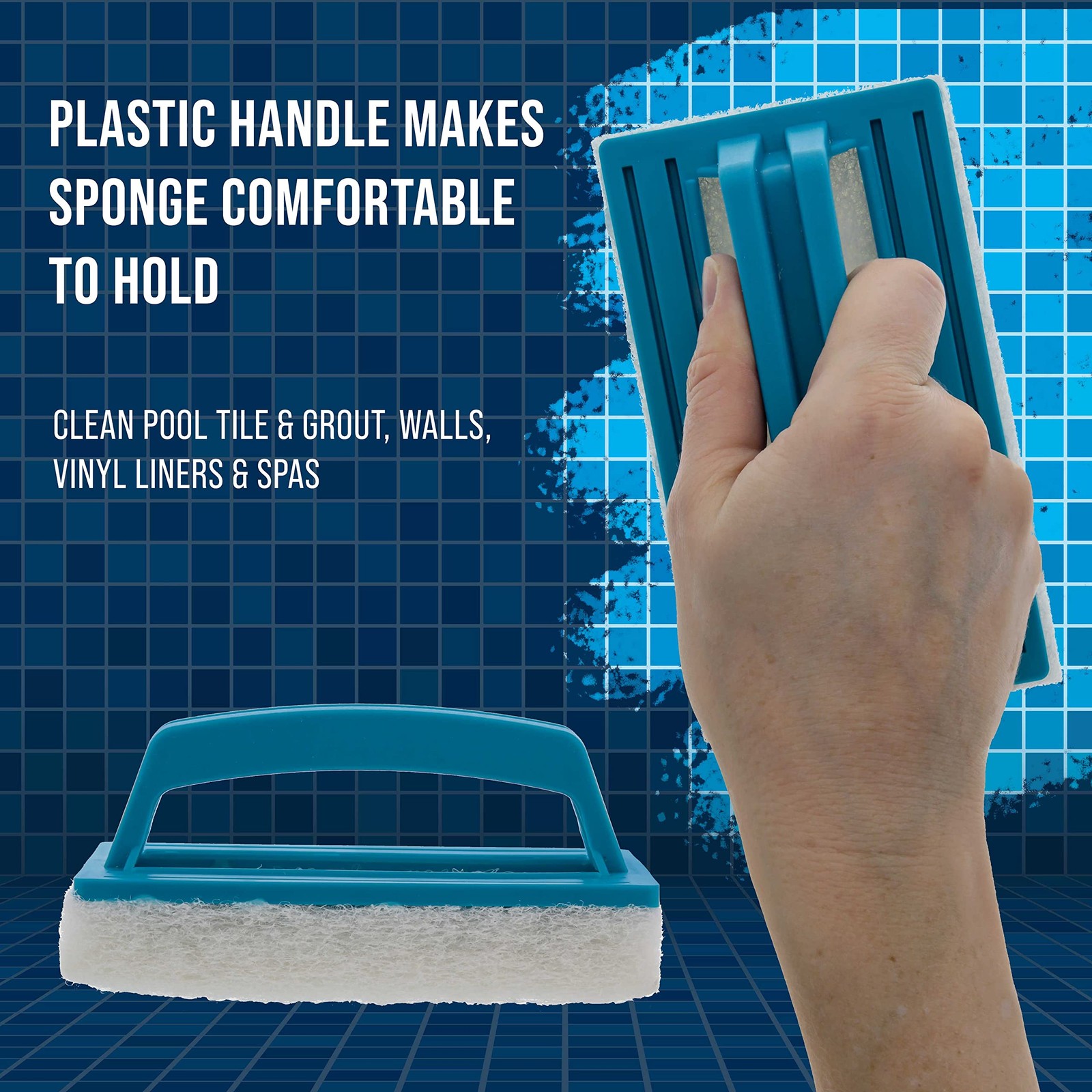 U.S. Pool Supply Hand-Held Scrub Brush, 2 Pack - Scrubbing 3x6, Blue gallery