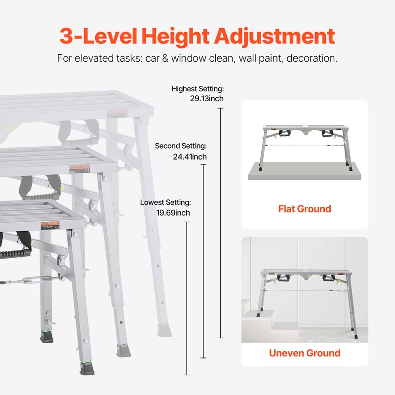 Work Platform Adjustable Height Portable Scaffolding Platform 400 lb Load gallery