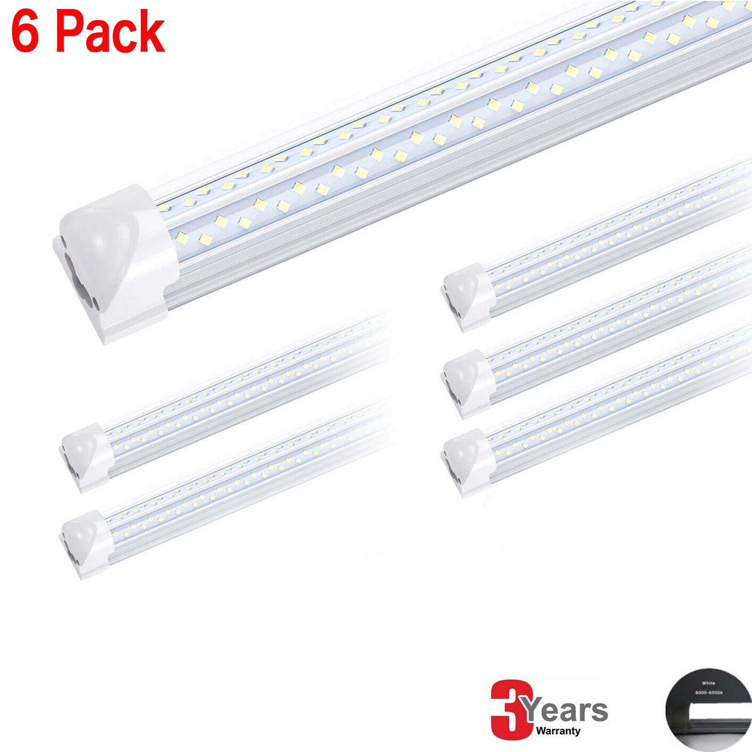 6Pcs 8FT 120W Led Shop Light Fixture 8Foot Led Tube Light T8 Integrate Warehouse gallery