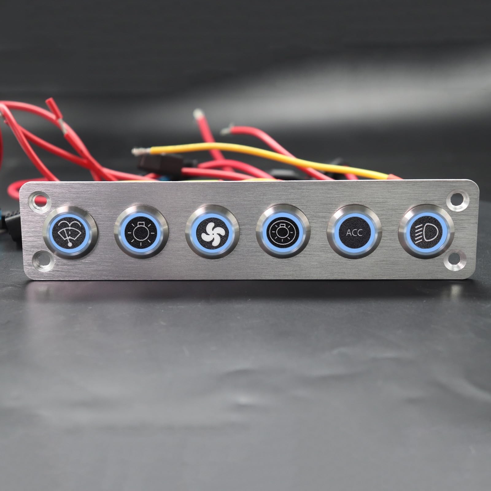 6 Gang Push Button Switch Panel Antioxidant Aluminum DC 12V Pre-Wired with Bl... gallery