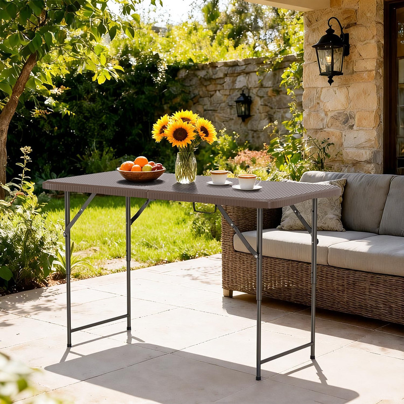 FDW 4FT Folding Table Half Portable Foldable Table Picnic Table for Office Home gallery