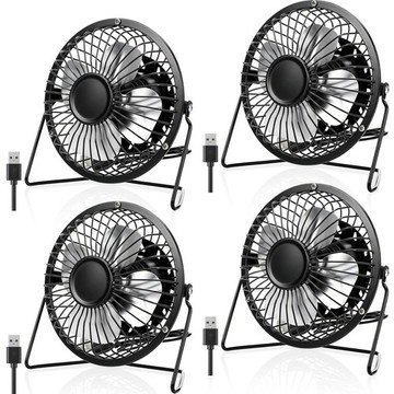 4 Pcs USB Desk Fan Powerful Quiet 360° Adjustable Rotation Personal Metal Min... gallery
