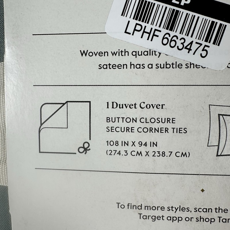 Threshold Duvet Cover Set 100% Cotton Damask Striped, Light Teal Green, King Sz. gallery