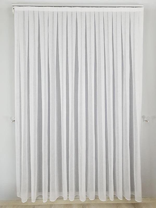 High Quality Patterned Linen Fabric Tulle Curtain, 1 by 2.5 pleated, White gallery