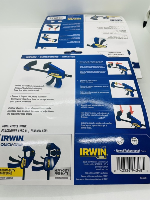 Irwin Quick Grip Clamp Replacement Wide Pads Medium Heavy Duty 2 Pack 1964753 gallery