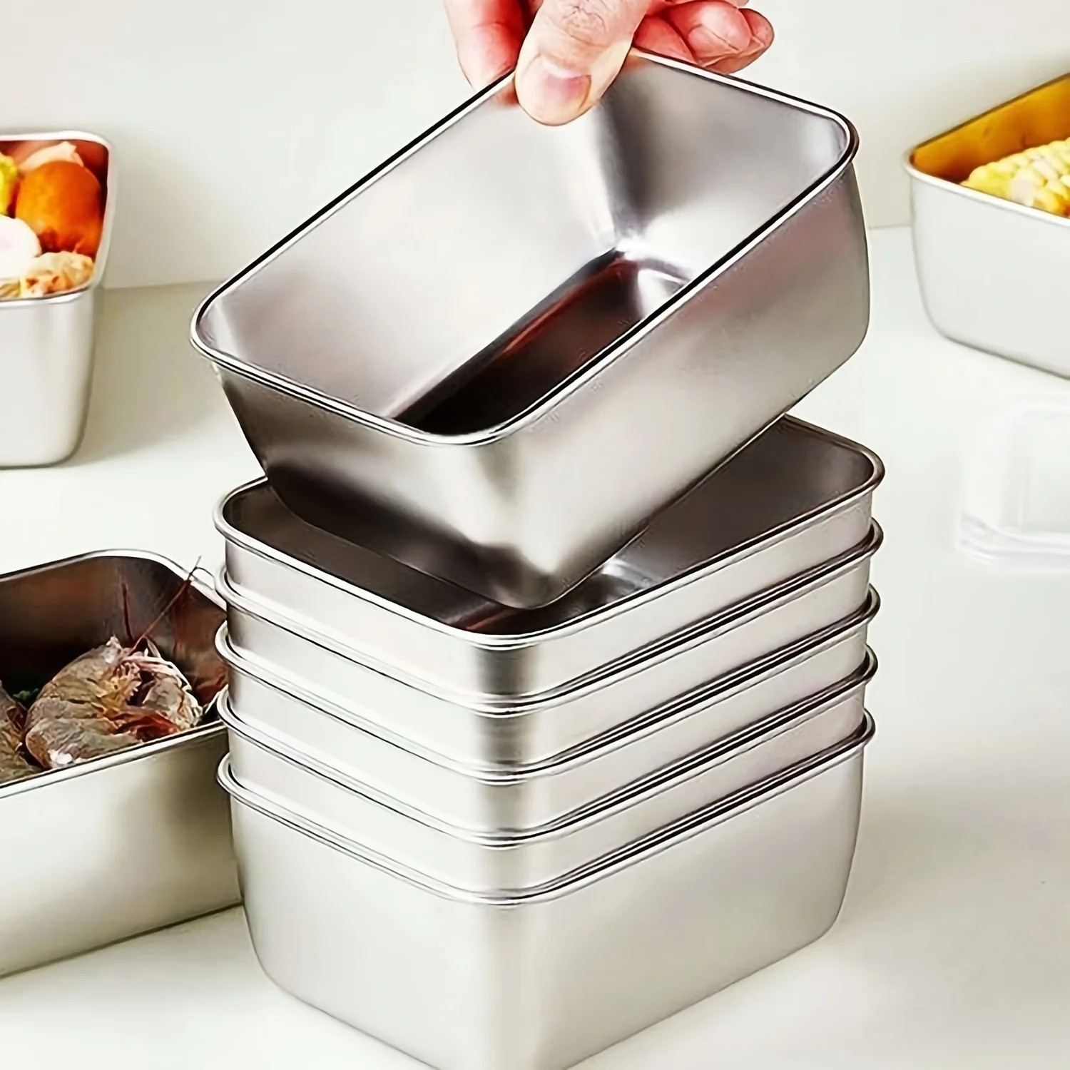 6pc Stainless Steel Food Storage Containers with Lids Leakproof Stackable Reusab gallery