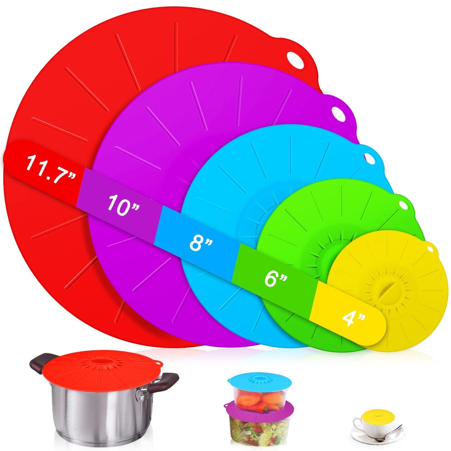 Silicone Lids 5-Pack - Heat Resistant Suction Covers for Food Storage gallery
