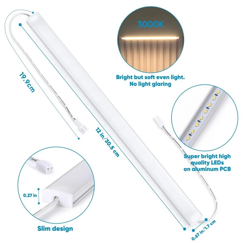 Litever Under Cabinet Lighting Kit Plug in, 6 pcs 12 Inches LED Light Bars. gallery