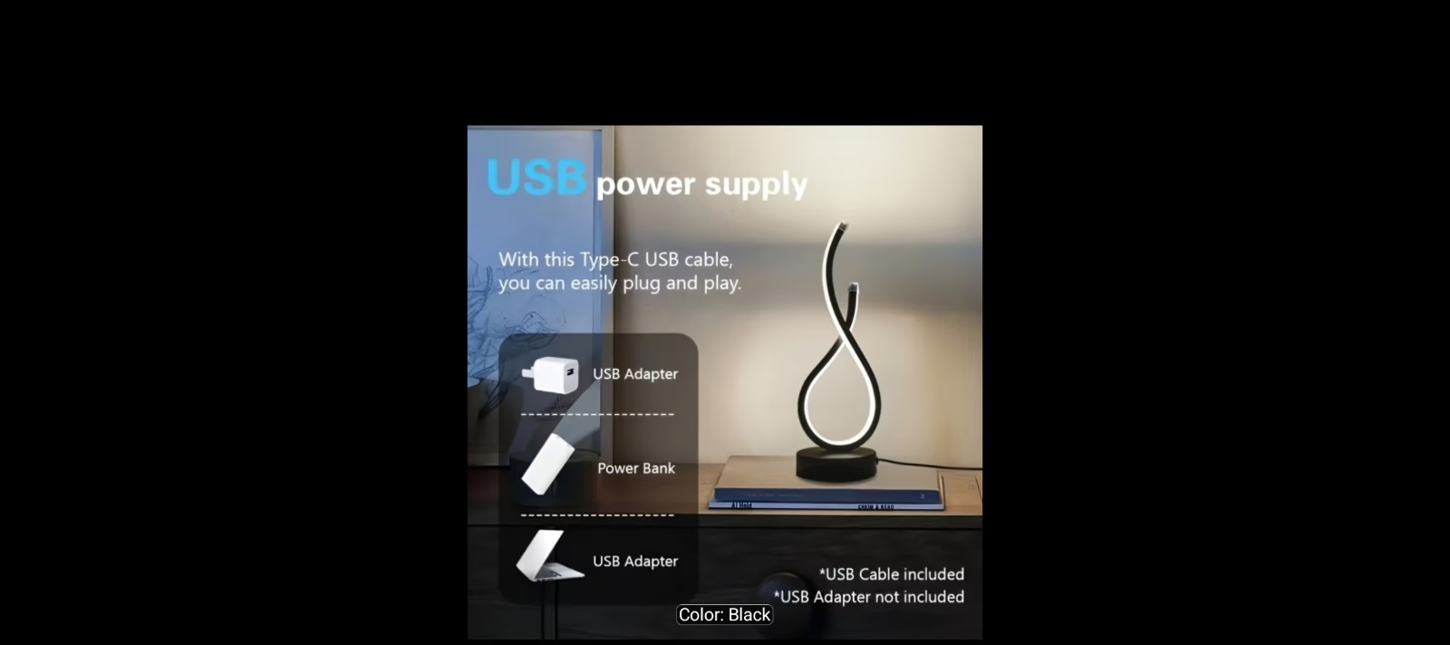 LED Table Lamp Black USB Powered Dimmable Push Button Warm/White/Neutral gallery