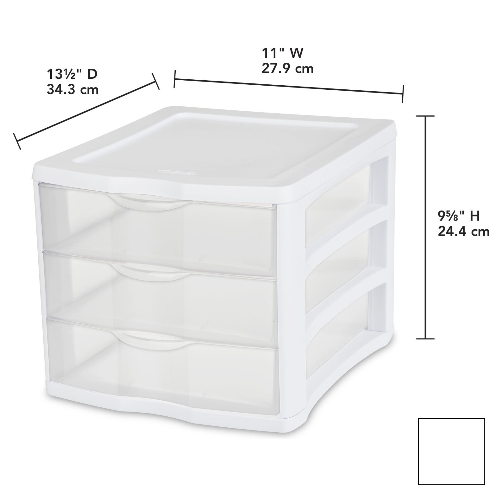 3 Drawer Unit Clear Plastic Countertop, Desktop Drawers, White gallery