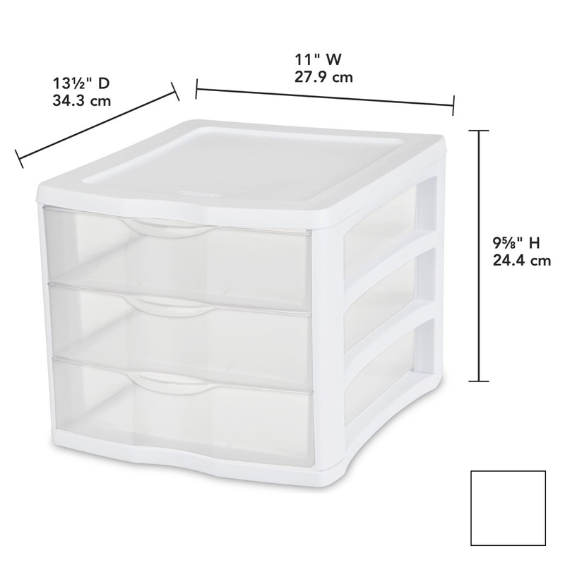 3 Drawer Unit Clear Plastic Countertop, Desktop Drawers, White gallery