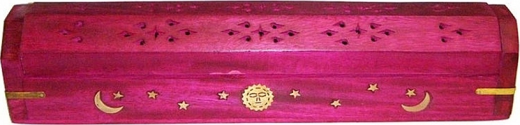 New Age Carved Coffin Celestial Brass Inlay Ash Catcher Incense Stick & Cone ... gallery