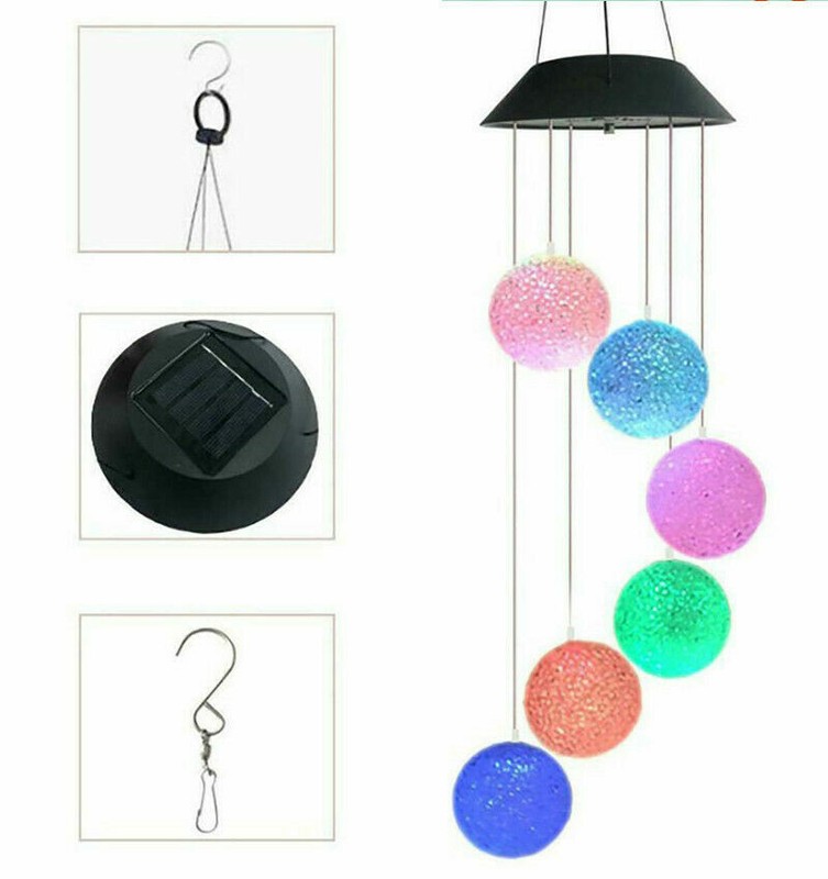 Solar LED Wind Chimes Colour Changing Lights Hanging Light Garden Outdoor Decor gallery