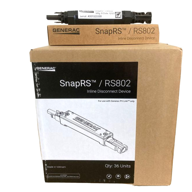 Generac SnapRS RS802 Inline Disconnect Device Brand New Sealed Box of 36 Units