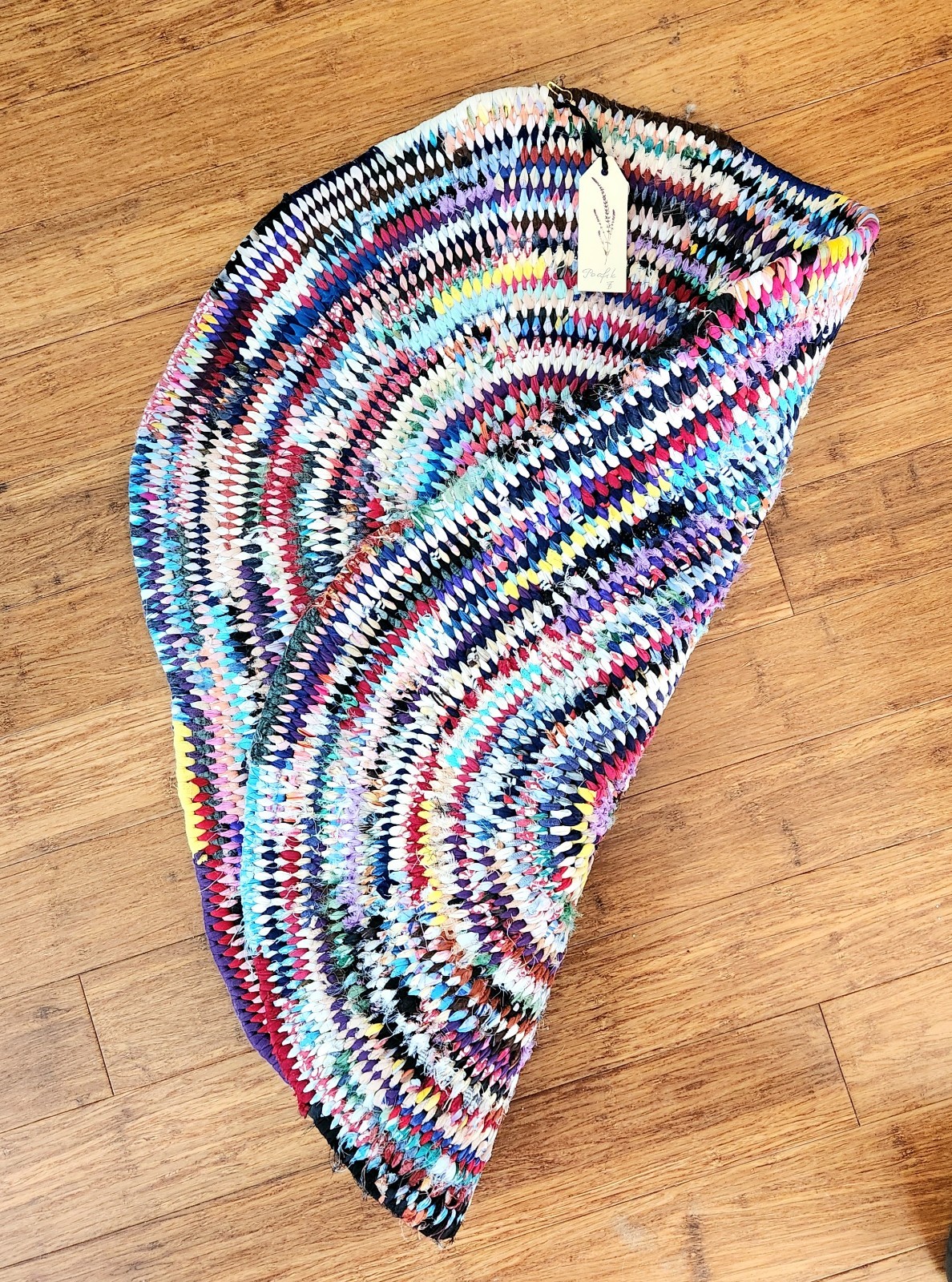Handmade Oval Woven Rag Rug Multicolor Rustic Farmhouse Cabin Decor 34.5" x 25" gallery