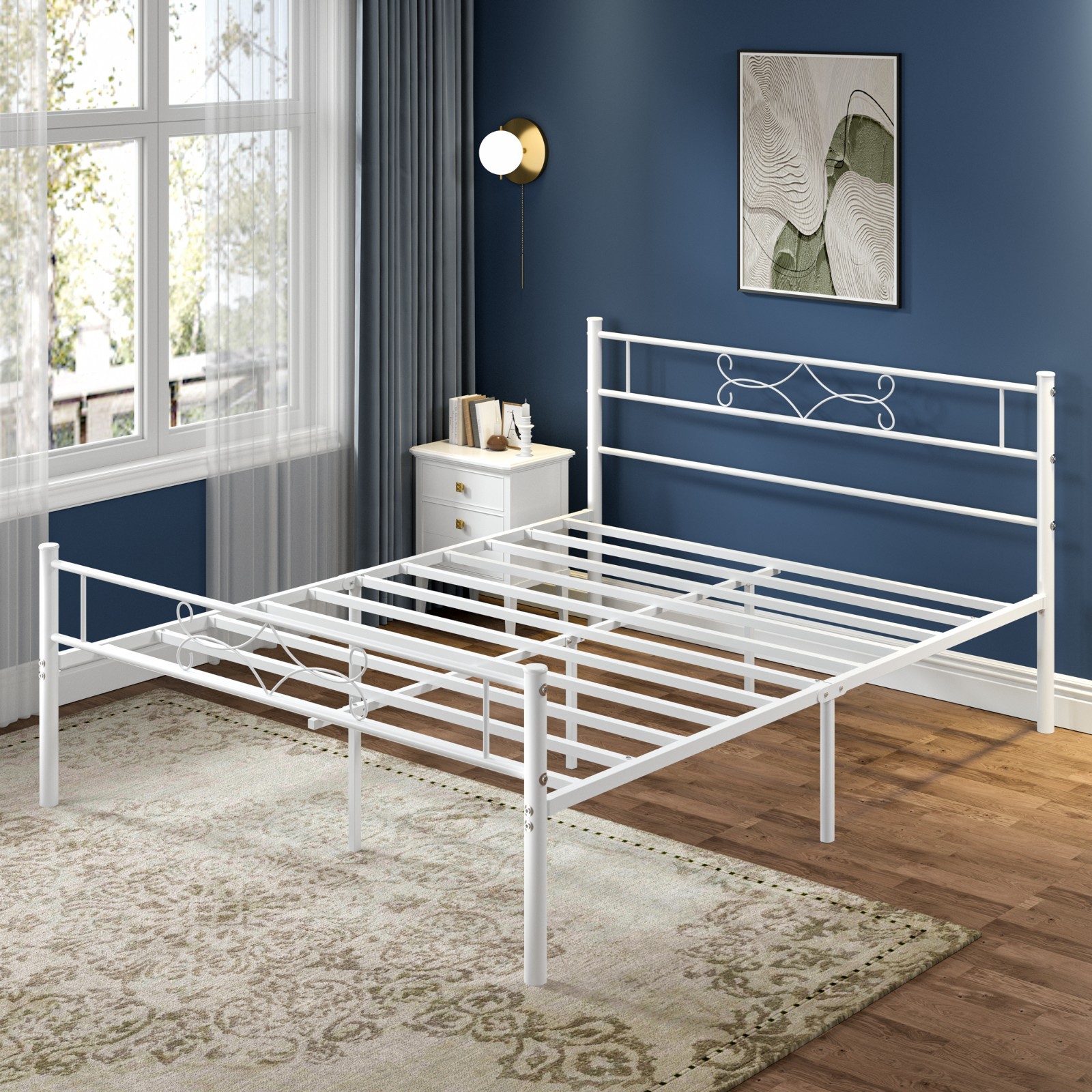 Twin/Full/Queen Size Metal Bed Frame Platform with Headboard Mattress Foundation gallery