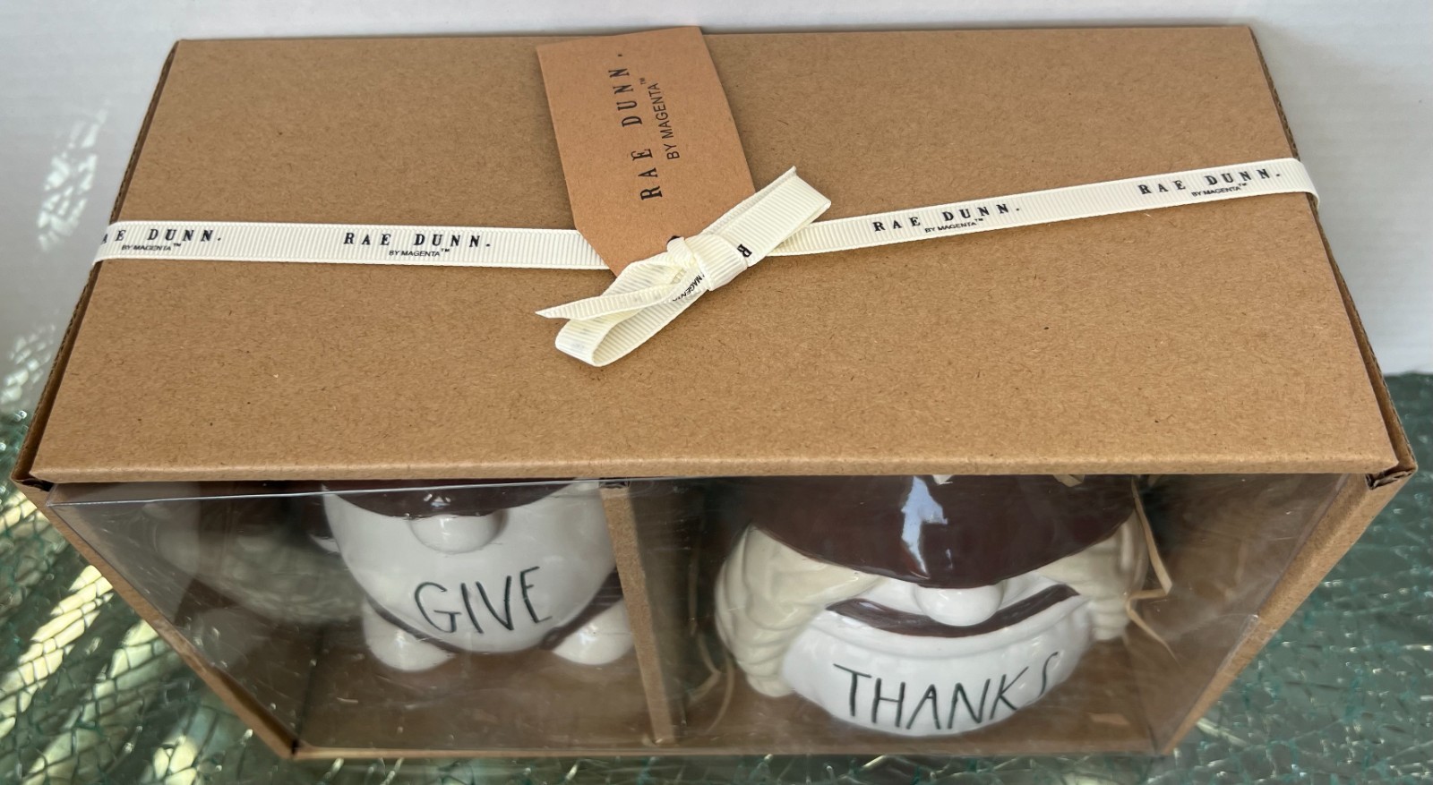 Rae Dunn Gnome GIVE & THANKS 6" Ceramic Figures Thanksgiving Fall Autumn NIB gallery