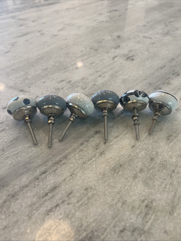 Set of 6 Ceramic Knobs; Cottage Core Blue And White gallery