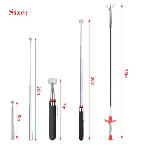 4 Pack Telescoping Magnetic Pickup Tools Flexible Grabber Claw & Magnet Set gallery