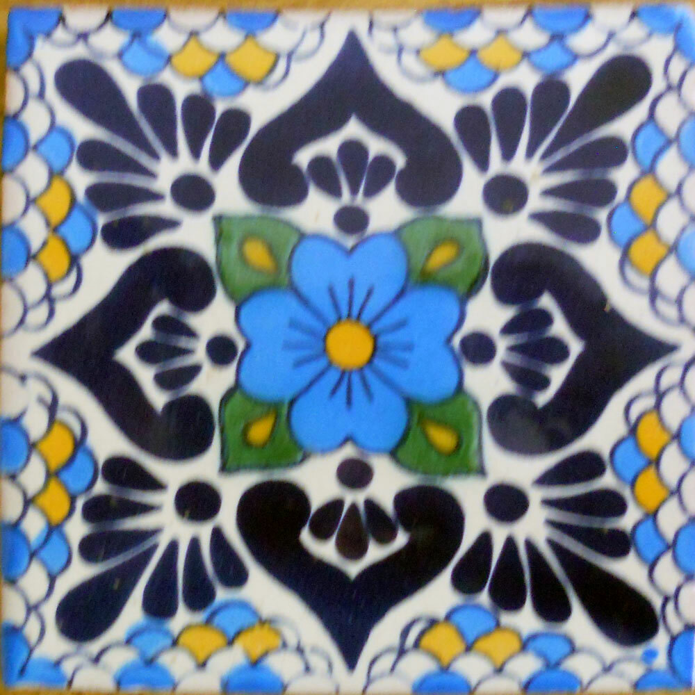 #C116) Mexican Tile sample Ceramic Handmade 4x4 inch, GET MANY AS YOU NEED !! gallery