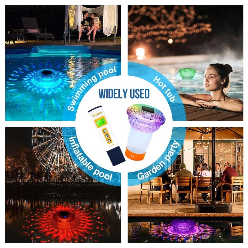 Solar Pool Chlorine Floater with Lights and Pool Water pH Testing Kit, Pool L... gallery