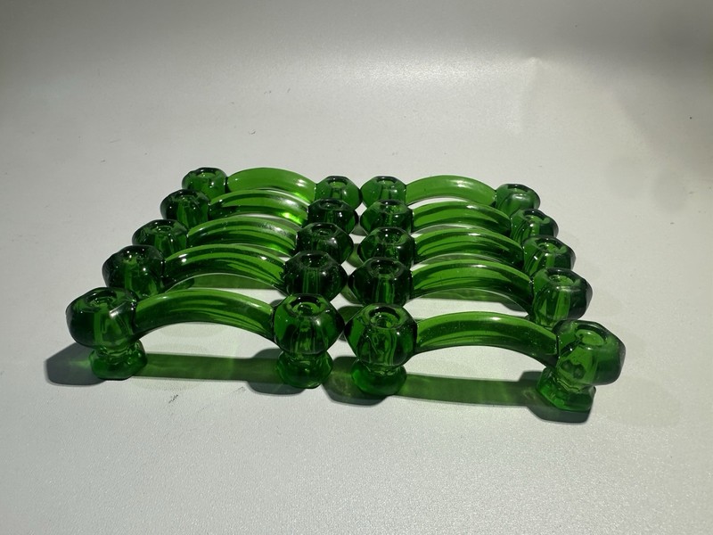 Vintage Emerald Green Glass Cabinet Pulls Depression Style Hexagon Lot Of 10 gallery