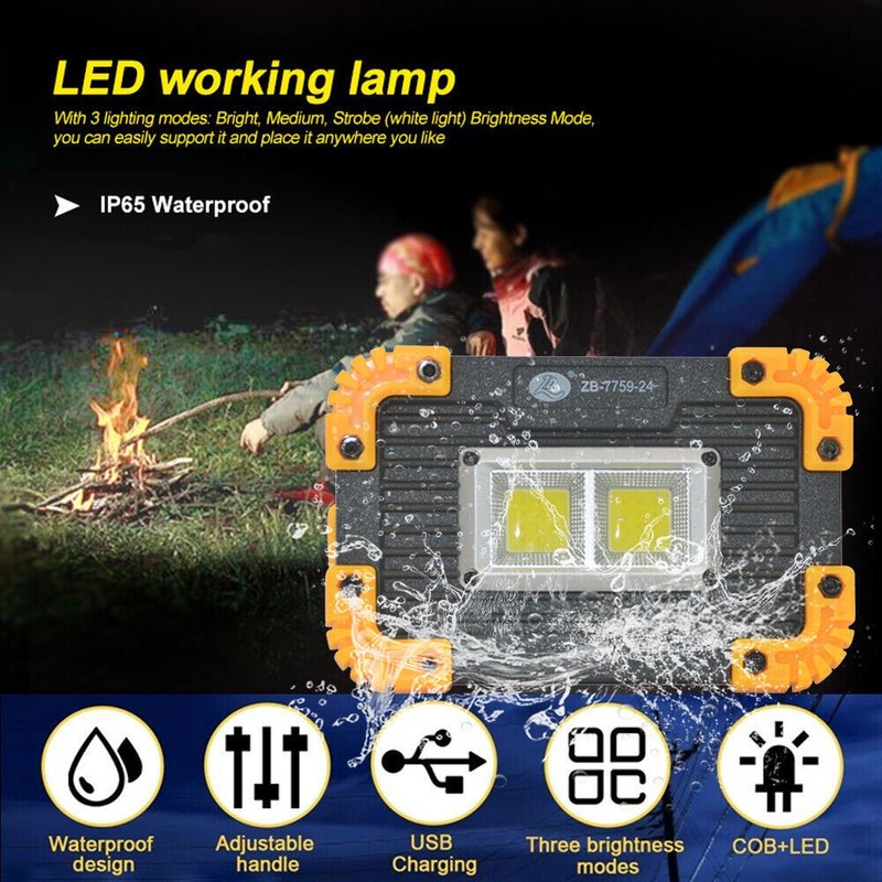 USB Rechargeable COB LED Work Light Lamp Spot Floodlight Camping Emergency Torch gallery