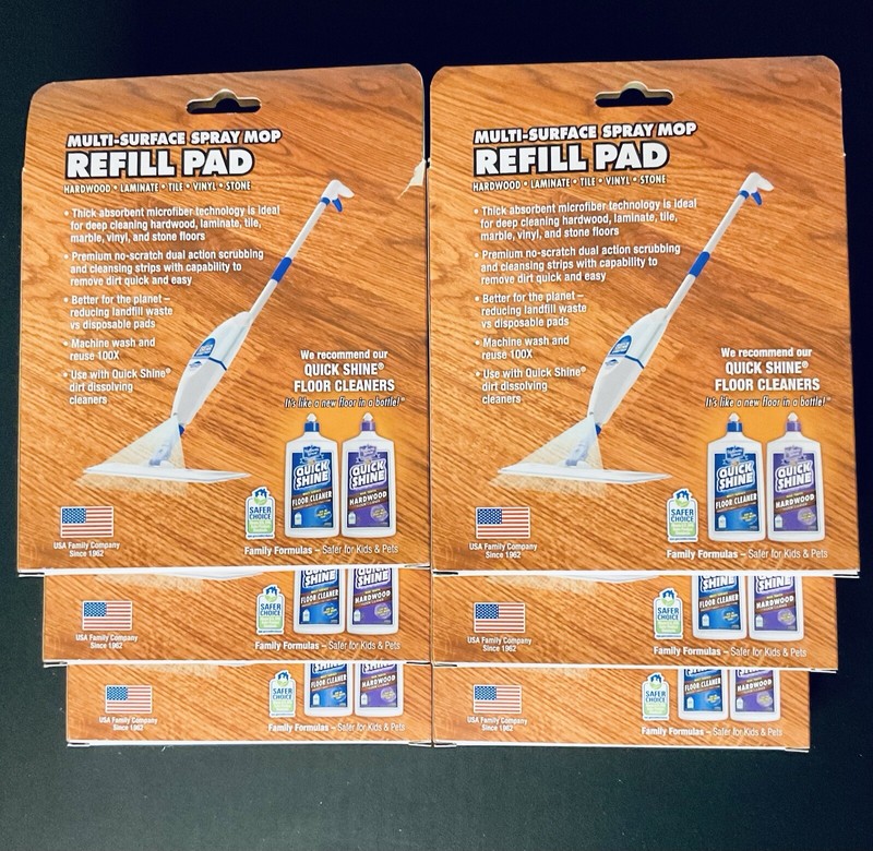 HOLLOWAY HOUSE QUICK SHINE MULTI-SURFACE SPRAY MOP REFILL PAD LOT OF 6 REUSABLE gallery