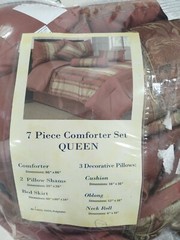 Queen Comforter Set Striped Comforter 2 Shams Bedskirt & 3 Pillows NWOT