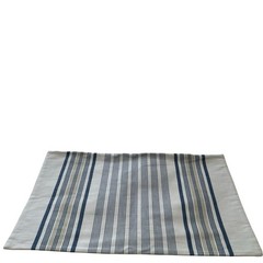 Pottery Barn White Blue Beige Stripe Cotton Woven Pillow Cover 16” X 26”