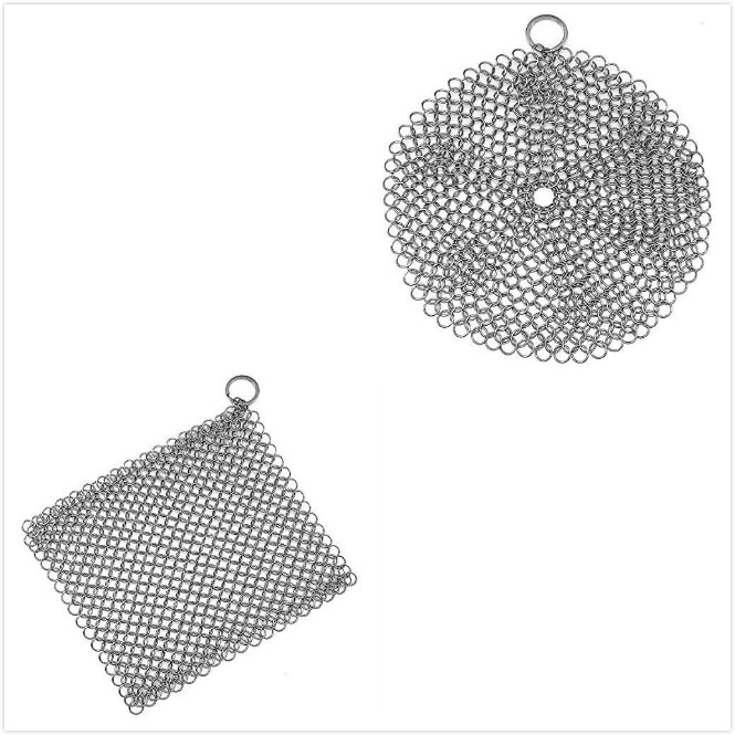 Iron Cast Cleaner Chainmail Scrubber Grill Scraper 316L Stainless Steel 7 inch gallery