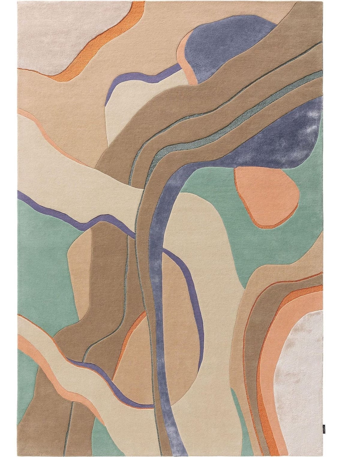 Modern Abstract Tufted Wool Rug Beige Pastel Handmade Area Carpet Decor gallery