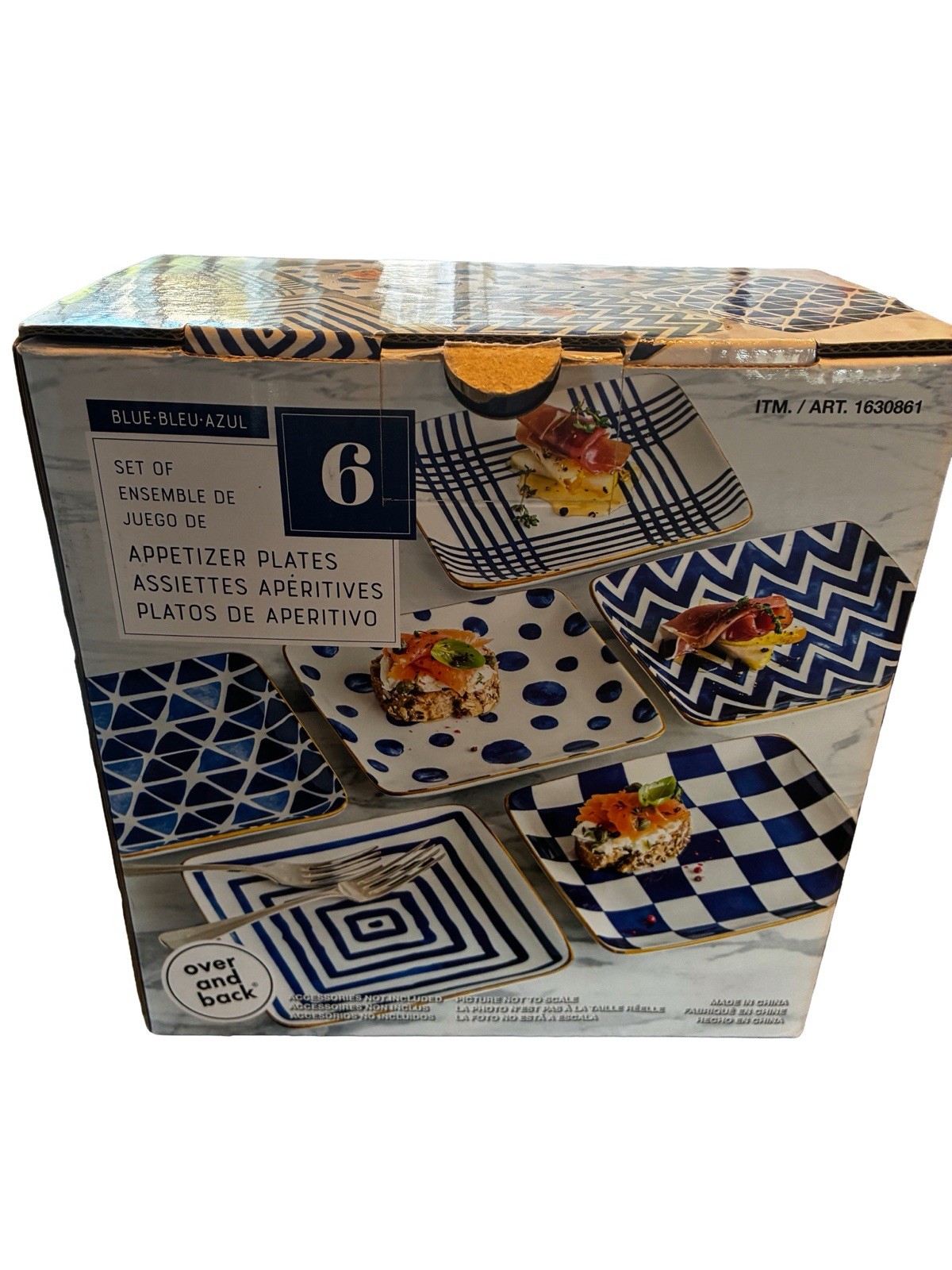 Overandback Blue Appetizer Plates Set of 6 Hand Painted Stoneware New gallery