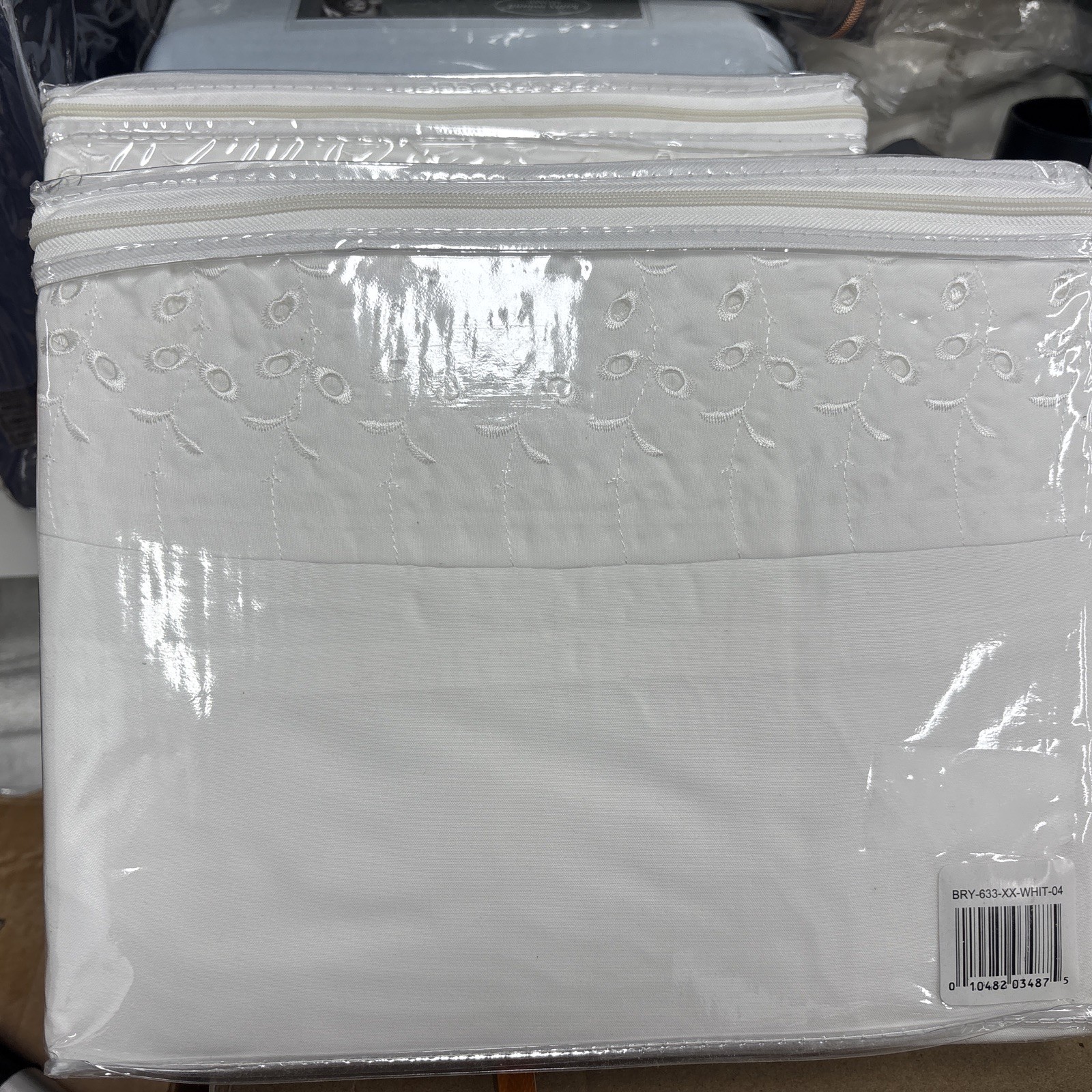 Vintage Eyelet Full size sheet set pure white BRAND NEW FACTORY SEALED gallery