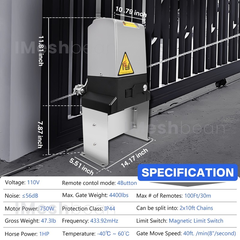 4400lbs Electric Automatic Sliding Gate Opener Motor APP+Keypad+4 Remote Control gallery