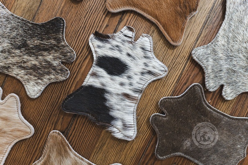 Cowhide Coaster Plain Assorted - Size 4.9 x 5.9" - - SET OF 12 gallery