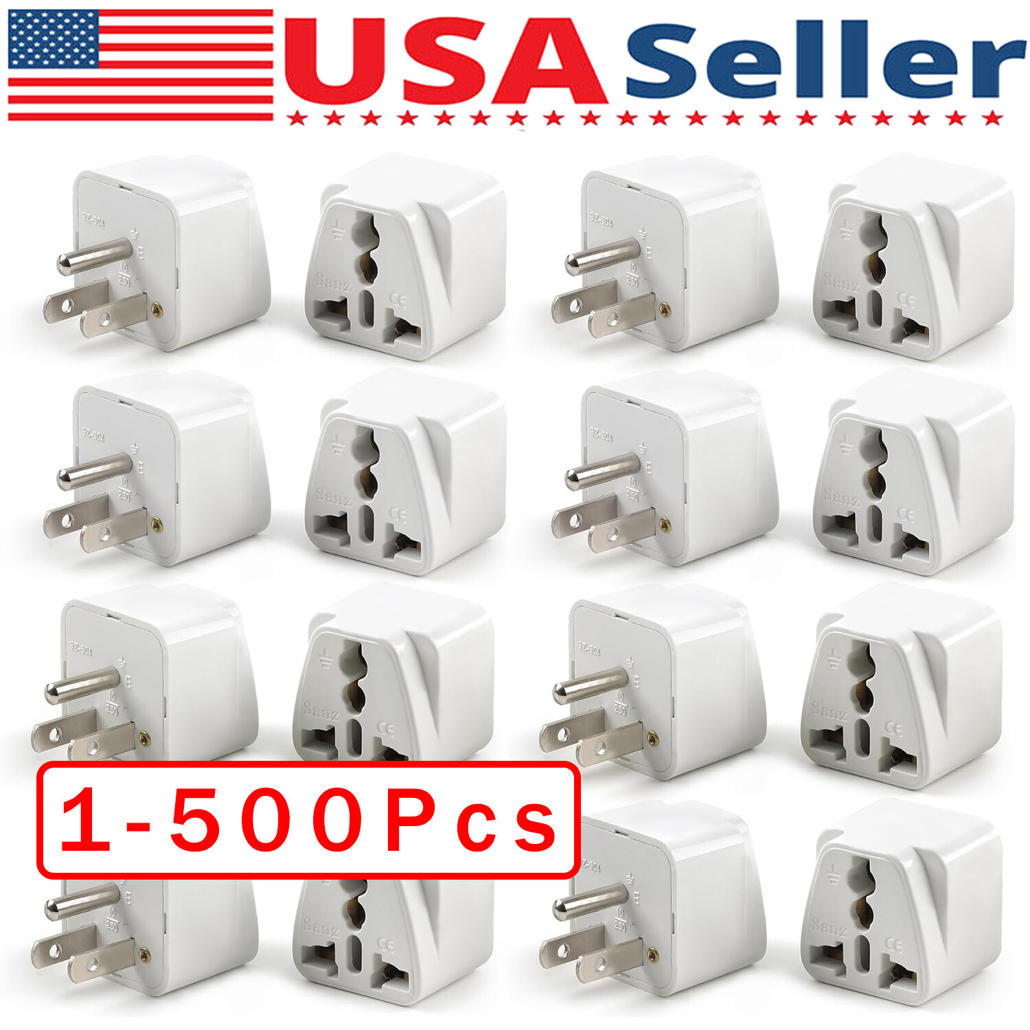 European EU To US American Adapter Plug Converter Euro Asia to USA Lot gallery