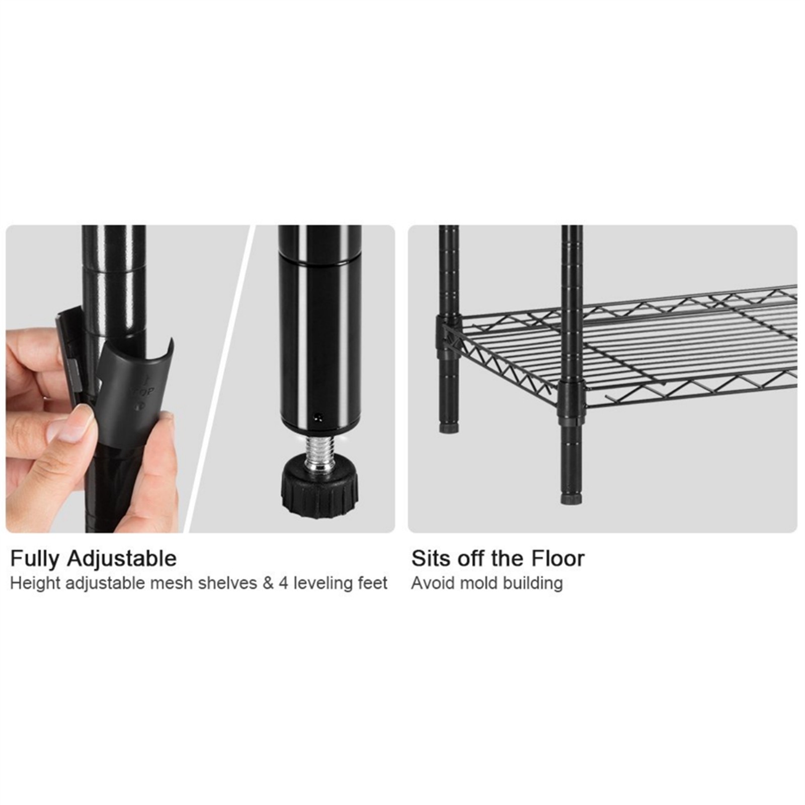 3-Tier Heavy Duty Adjustable Shelving Unit Black gallery
