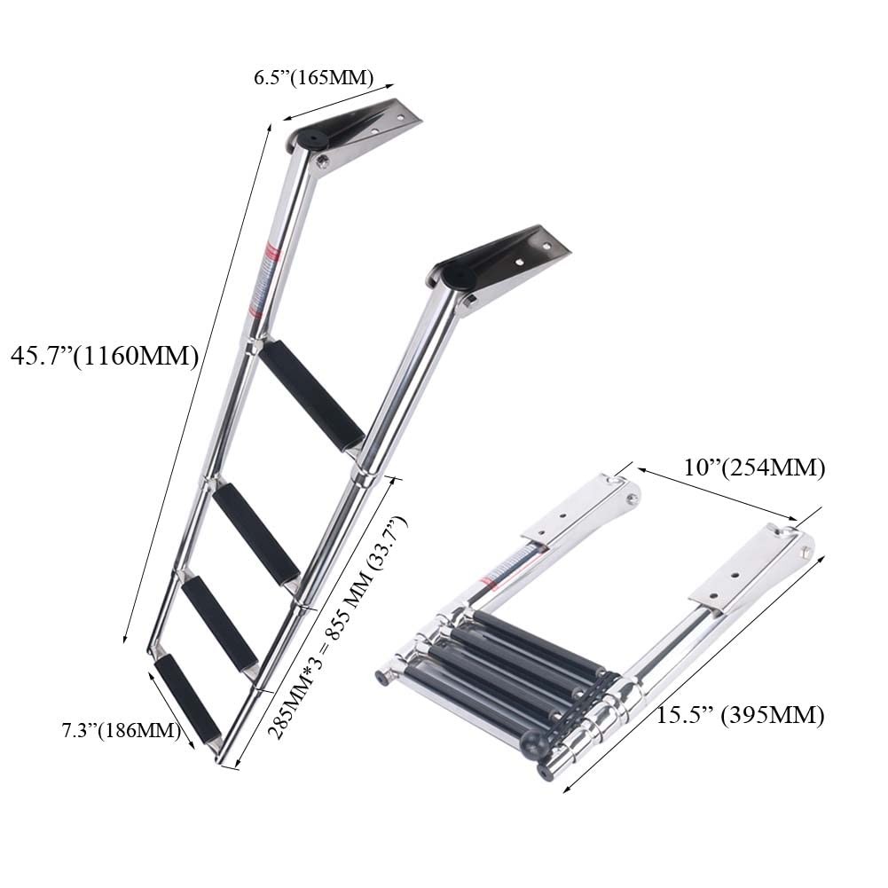 4 Step Stainless Steel Telescoping Boat Ladder Swim Step 600lb Capacity gallery