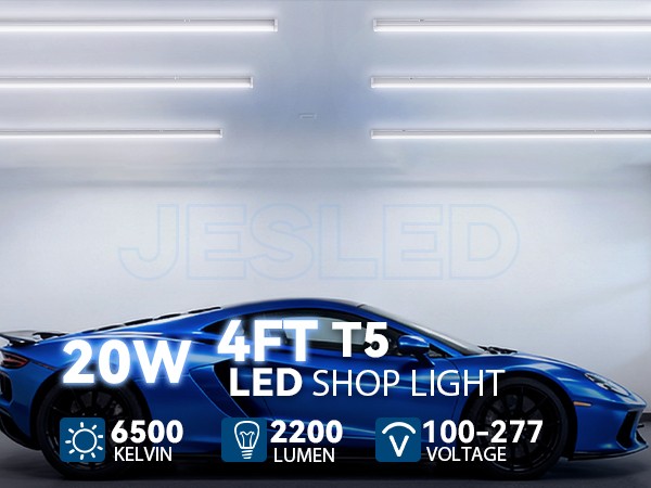 12 Pack LED T5 Integrated Single Fixture 4FT 2200lm 6500K 20W LED Shop Light ETL gallery