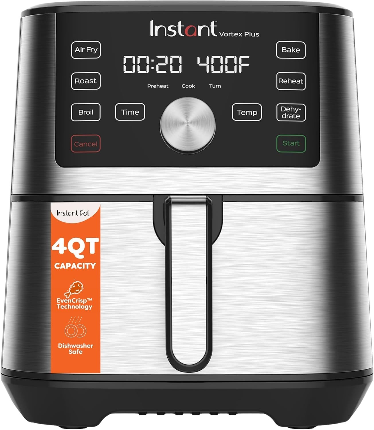 INSTANT POT Vortex Plus 4QT 6-in-1 Mini Air Fryer Stainless Steel Oven Roast NEW gallery