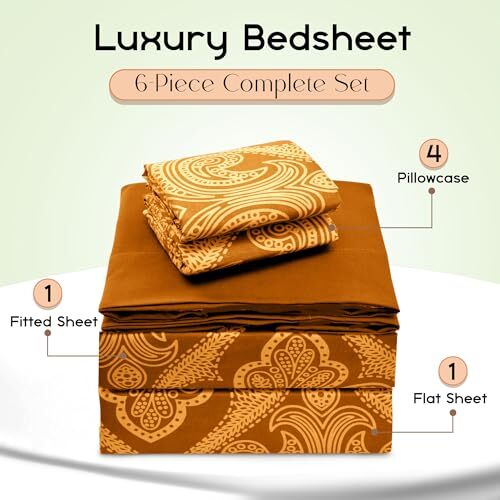 Lux Decor Full Size Bed Sheets Set 6-Pc Cooling Bed Set Breathable Hotel Styl... gallery