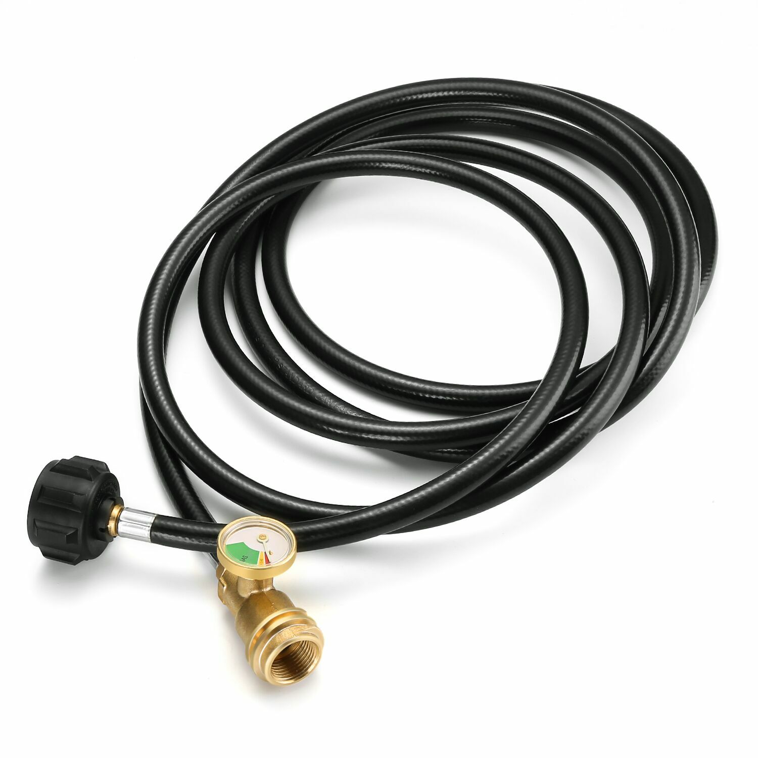 12FT Propane Extension Hose with Gauge, Leak Detector Replacement, Acme to Male gallery