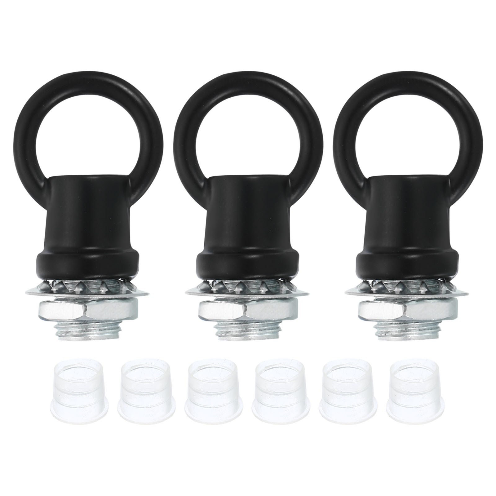 3 Set 8kg M10 Thread Lifting Eye Nut Female Loop Holder 14mm Hook Ring Black gallery