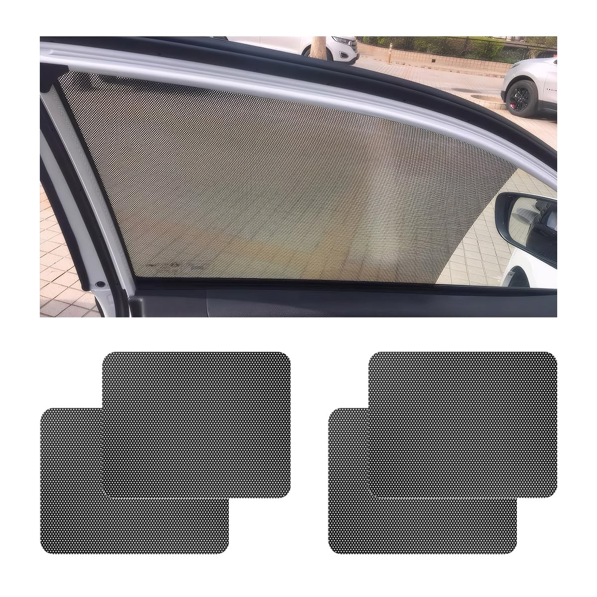 Ohleats 4 PCS Car Side Window Sunshade, 16.5"×15" Static Cling Auto Black gallery