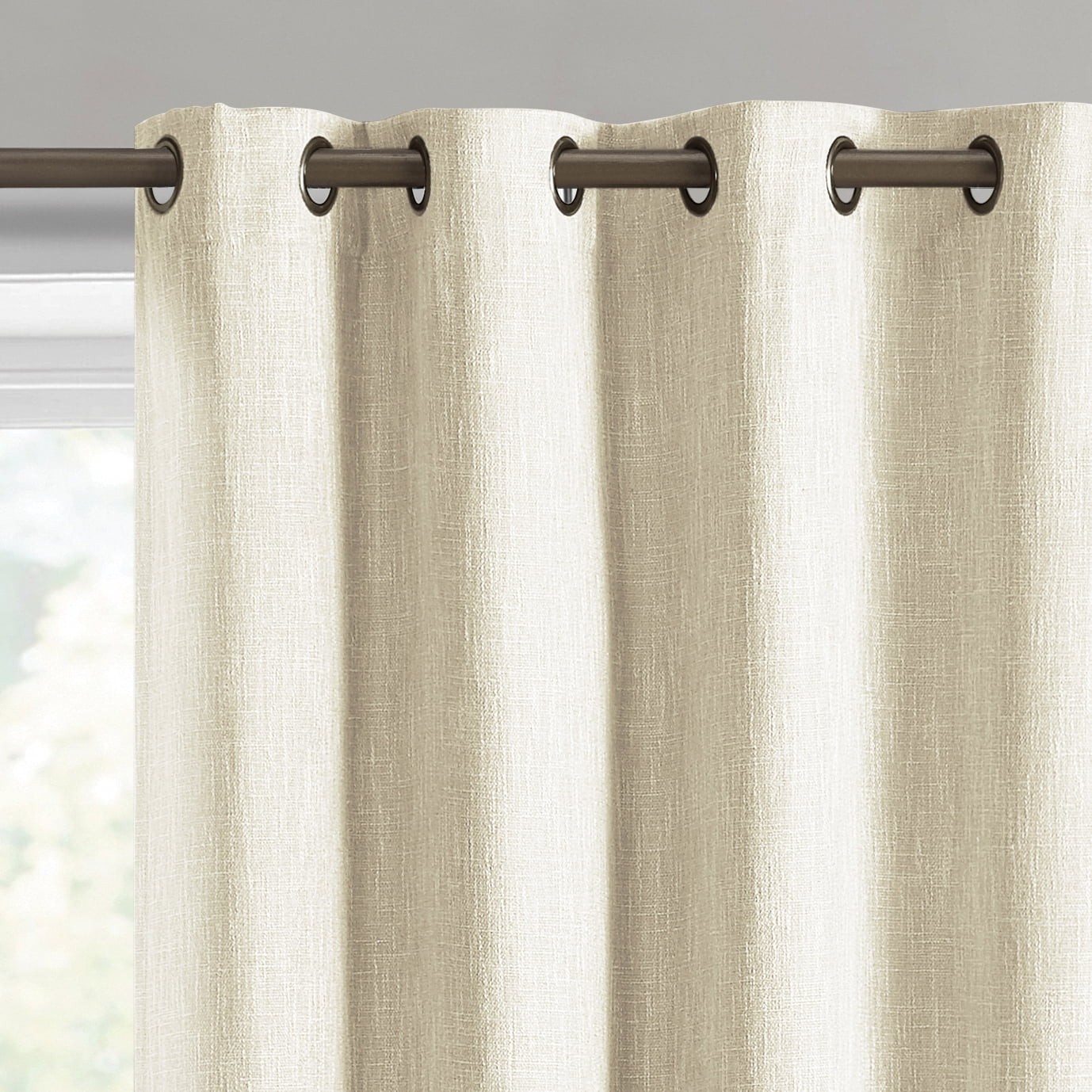 Woven Textured Grommet Blackout Curtain Panel, 1-Piece, Ivory, 50" W x 95" L gallery