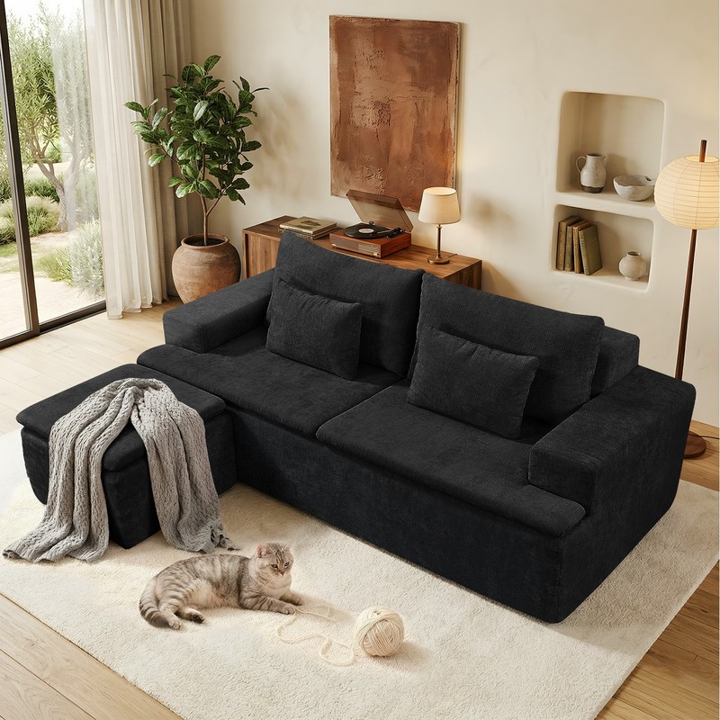 Boneless Sectional Couch with L-Shape Chaise Reversible Ottoman Sofa in a Box gallery